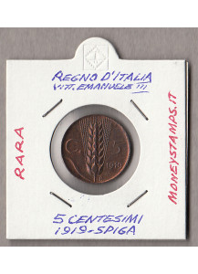1919 5 Centesimi Spiga Spl+ Vittorio Emanuele III